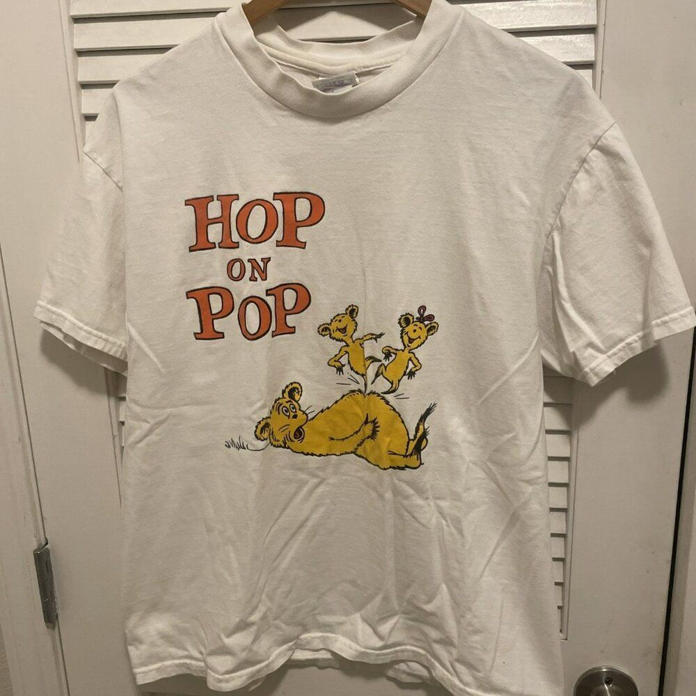 Vintage 90’s Dr Suess Hop On Pop White T-Shirt Large Single Stitch